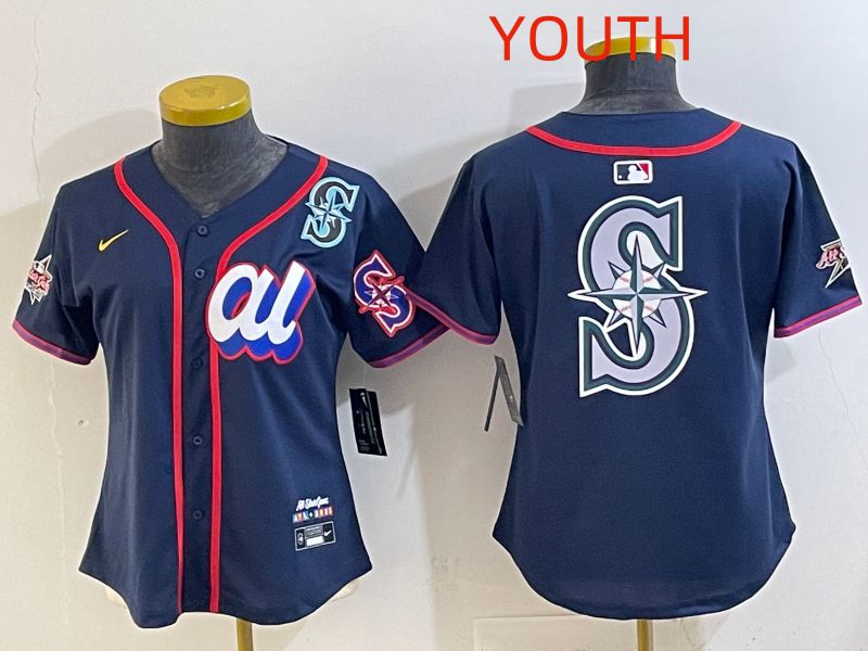 Youth 2025 Seattle Mariners Blank Drak Blue All star Nike MLB Jersey style 011->youth mlb jersey->Youth Jersey